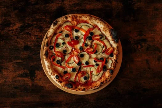 veggie pizza fresh vegetables bell peppers